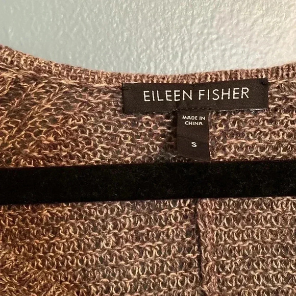 Eileen Fisher 100% linen brown knit high low short sleeve top size small - Picture 2 of 8